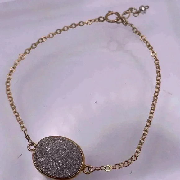 Silver Druzy Quartz Bracelet- 7” - Picture 2 of 5